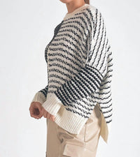 Elan - Mara Round Neck Sweater - acrylic - black - clothing