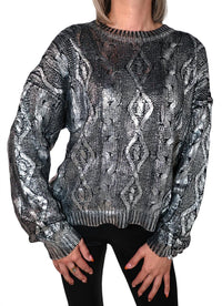 Elan - Metallic Sweater - clothing - crew - grey