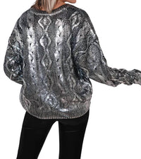 Elan - Metallic Sweater - clothing - crew - grey