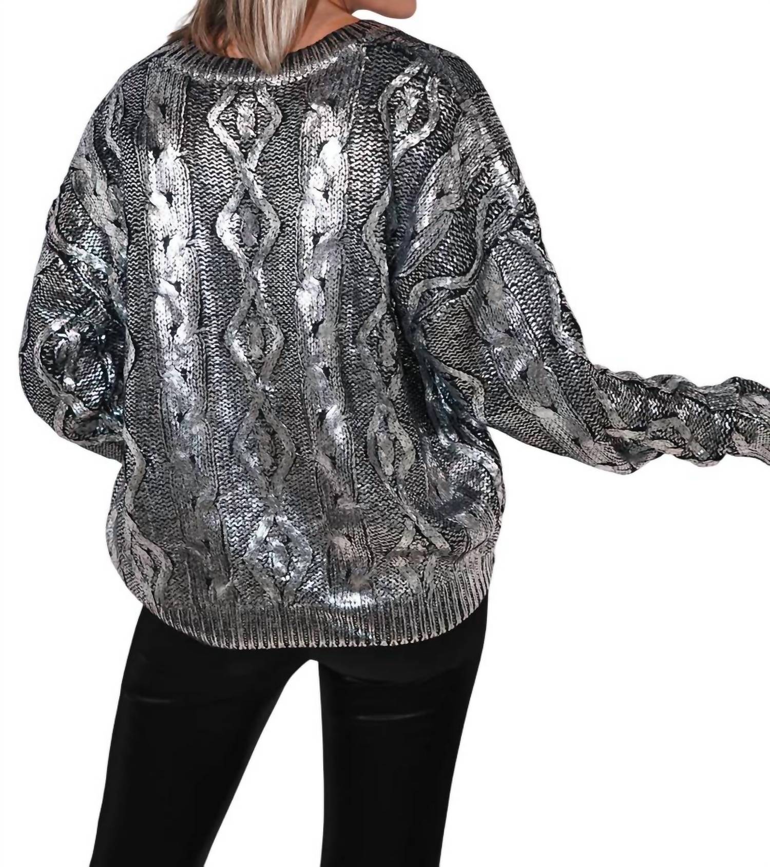 Elan - Metallic Sweater - clothing - crew - grey