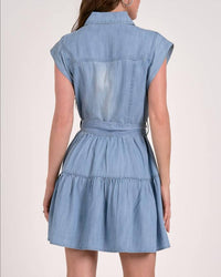 Elan - Mia Denim Mini Dress - blue - clothing - dresses