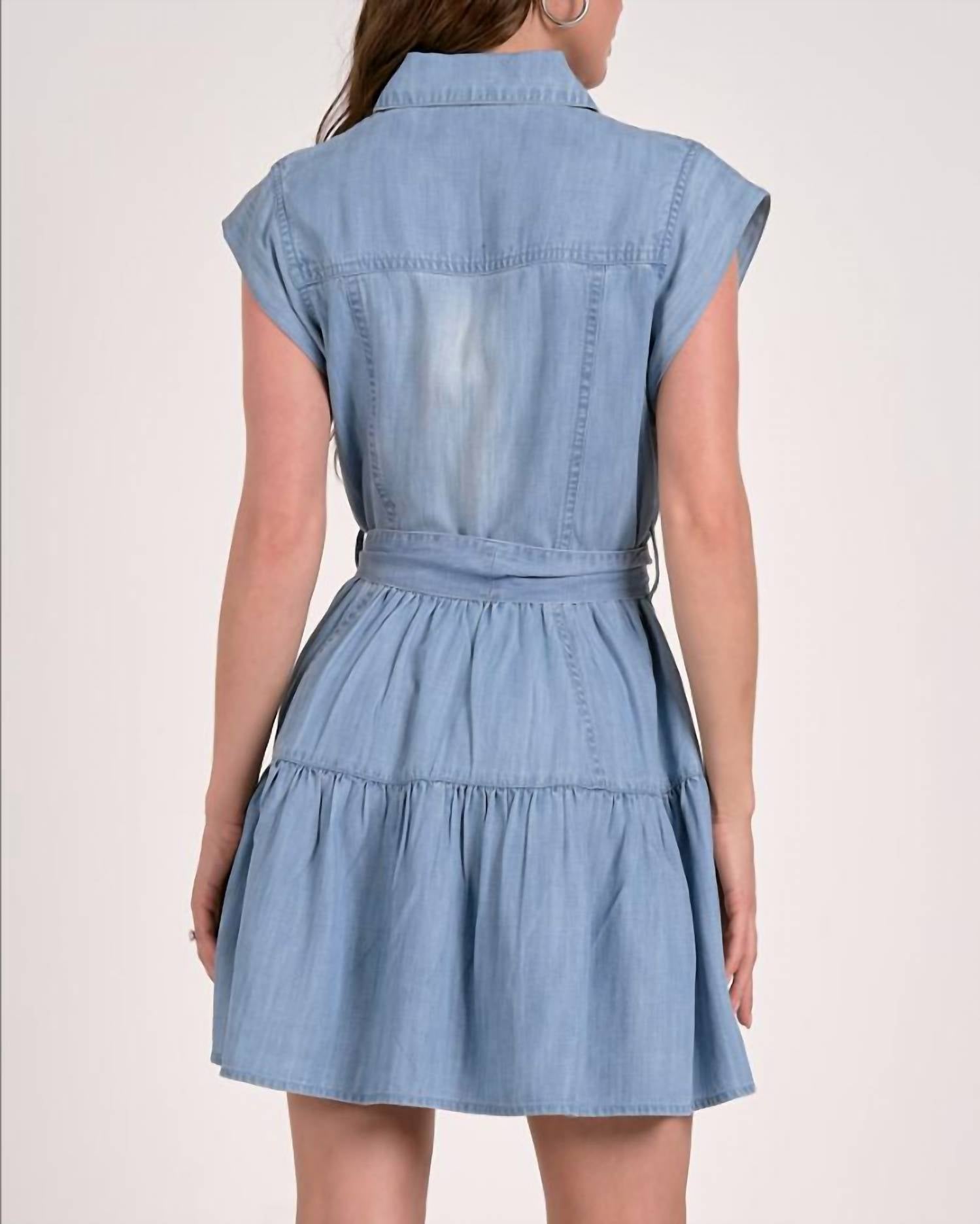 Elan - Mia Denim Mini Dress - blue - clothing - dresses