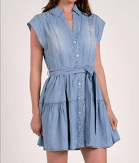 Elan - Mia Denim Mini Dress - blue - clothing - dresses