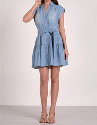 Elan - Mia Denim Mini Dress - blue - clothing - dresses