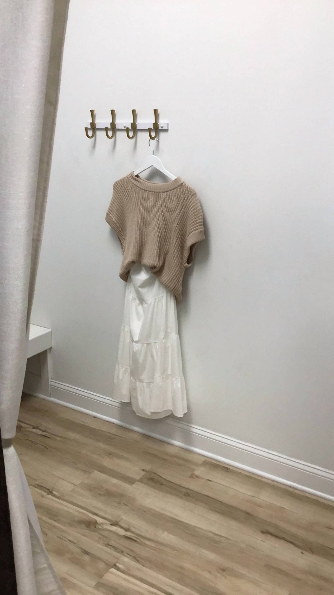 Elan - Midi Sweater Skirt Dress Combo - white - 