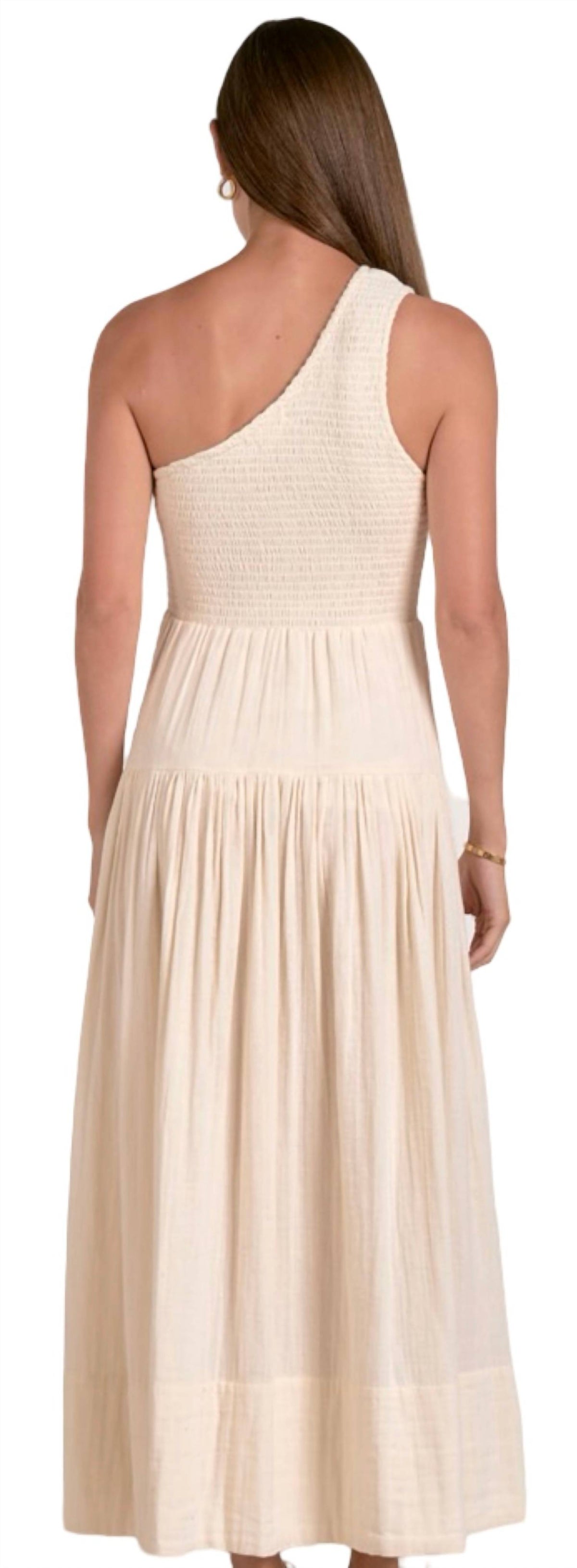 Elan - One Shoulder Smocked Maxi Dress