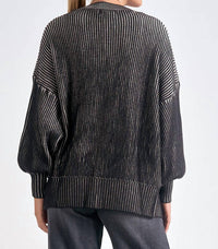 Elan - Ribbed Ombre Sweater Cardigan - black - cardigans - clothing