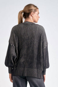 Elan - Ribbed Ombre Sweater Cardigan - black - cardigans - clothing