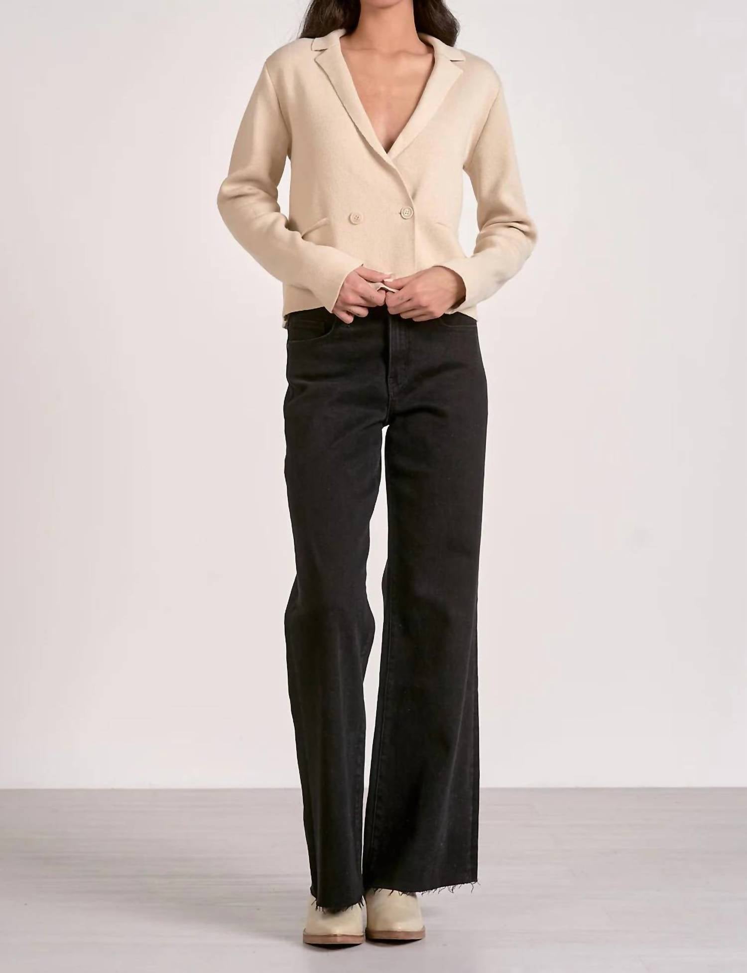 Elan - ROCKY BLAZER SWEATER - beige - clothing - polyester