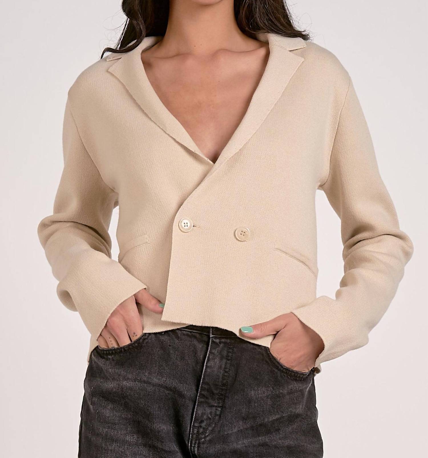 Elan - ROCKY BLAZER SWEATER - beige - clothing - polyester