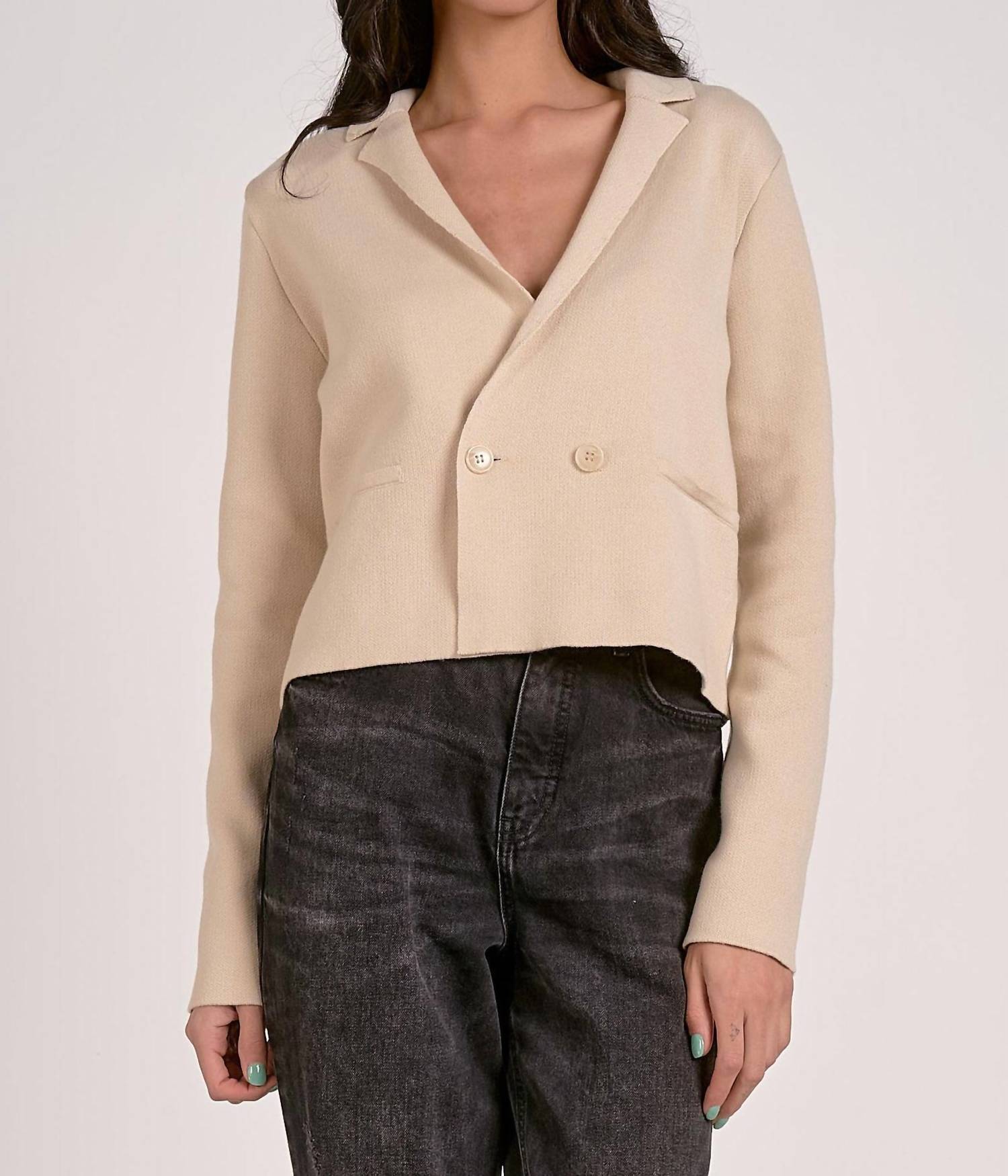 Elan - ROCKY BLAZER SWEATER - beige - clothing - polyester