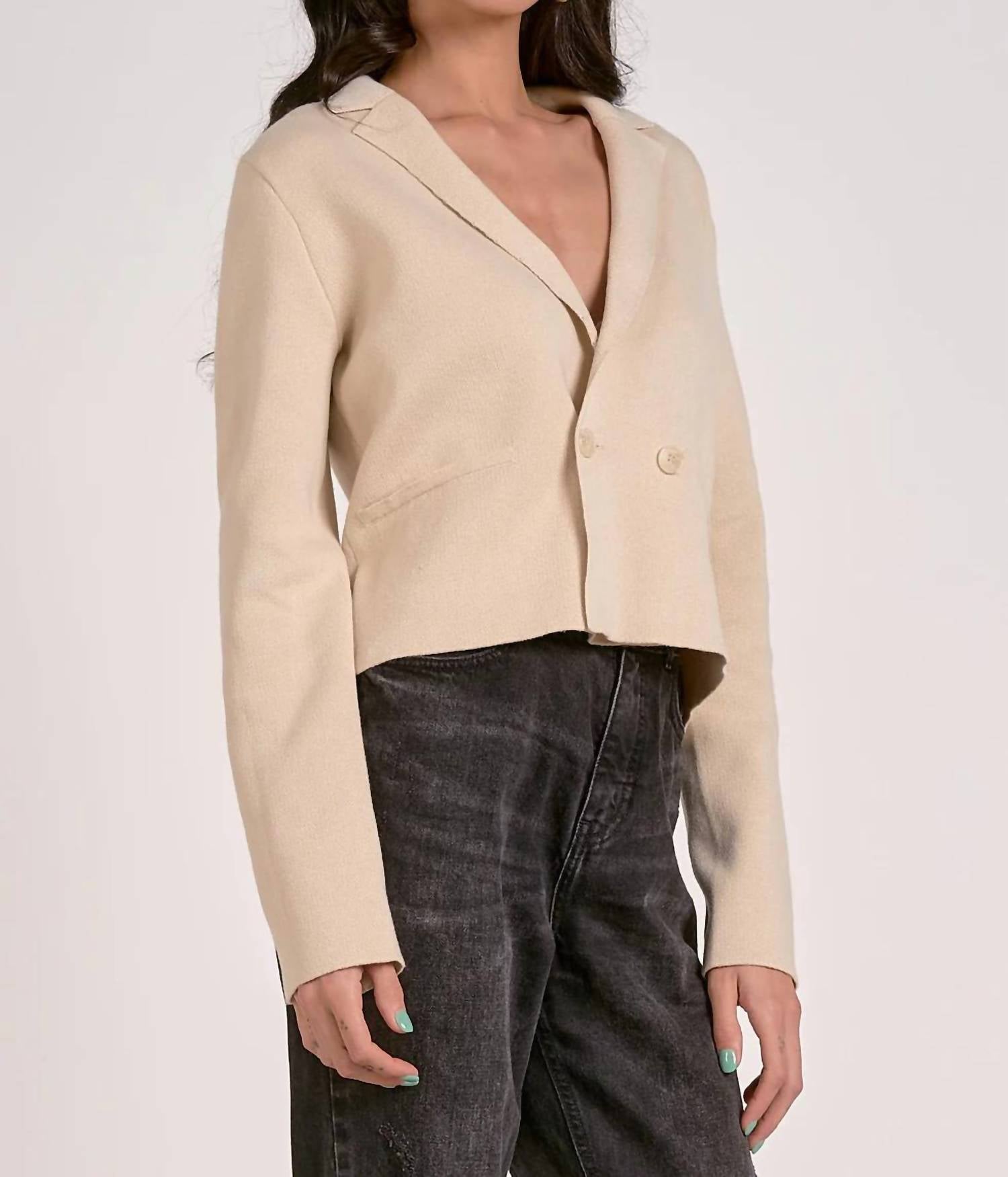 Elan - ROCKY BLAZER SWEATER - beige - clothing - polyester
