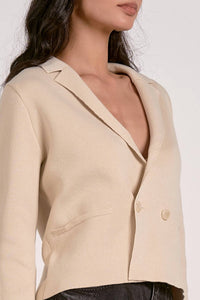 Elan - Rocky Cropped Knit Blazer - beige - blazers - clothing