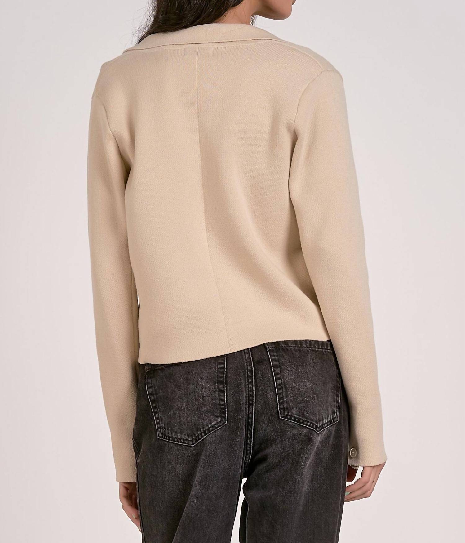 Elan - Rocky Cropped Knit Blazer - beige - blazers - clothing