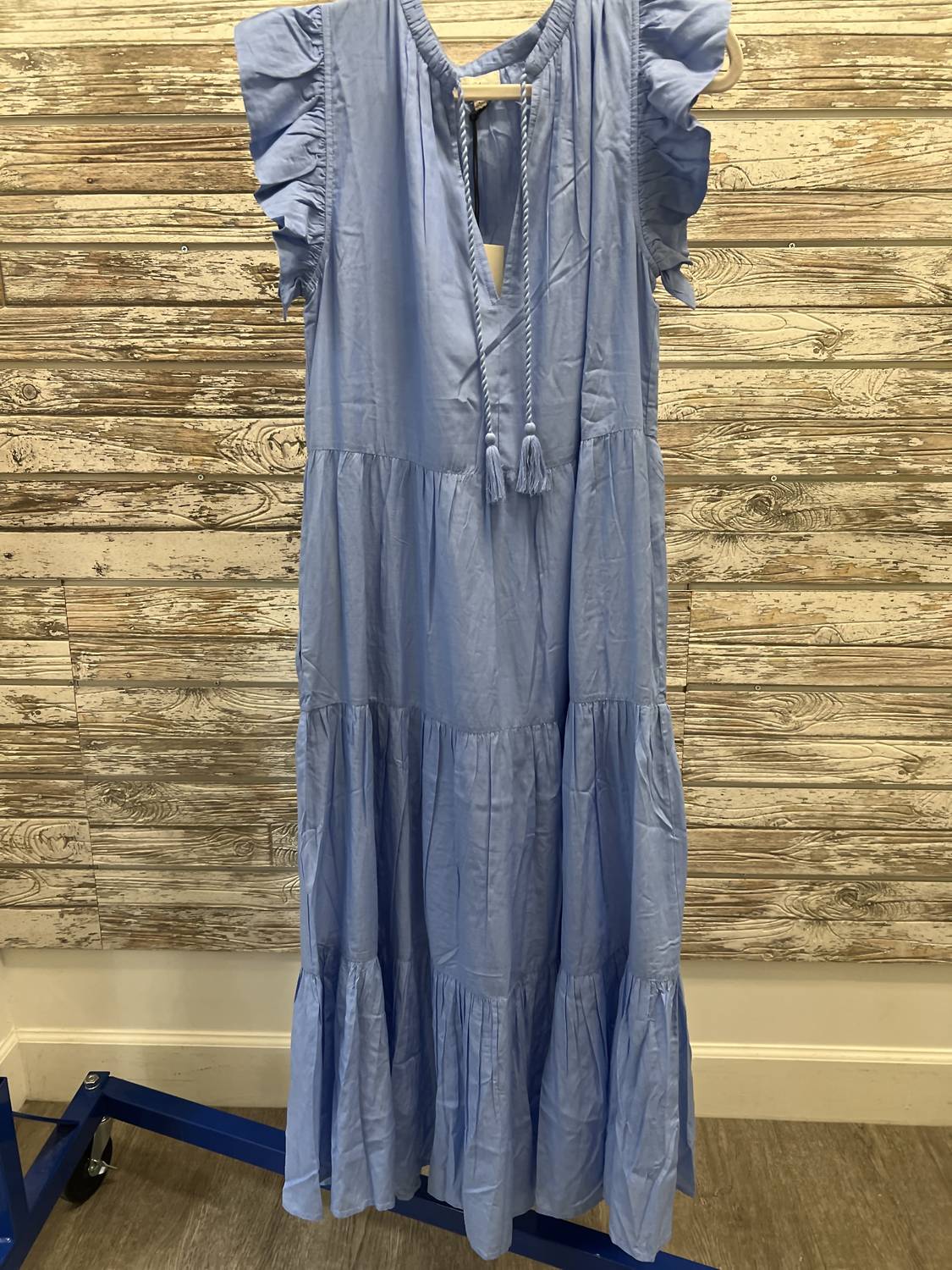 Elan - Ruffle Sleeve Maxi Dress - blue - clothing - dresses