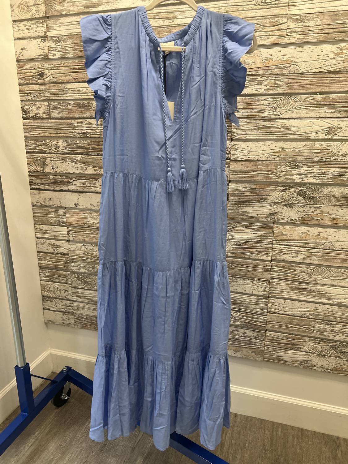Elan - Ruffle Sleeve Maxi Dress - blue - clothing - dresses