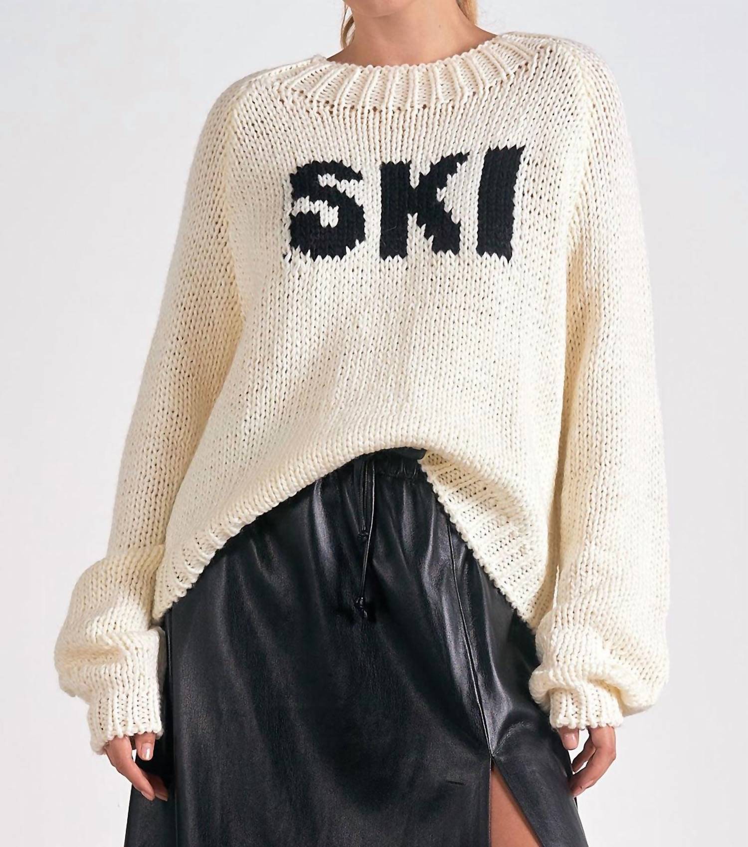 Elan - Ski Knit Crewneck Sweater - acrylic - beige - clothing