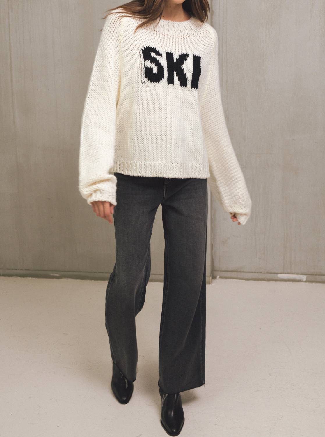 Elan - Ski Knit Crewneck Sweater - acrylic - beige - clothing