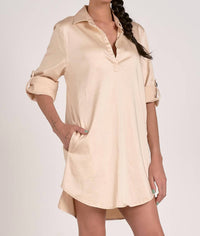 Elan - Stone Shirt Dress - beige - clothing - dresses