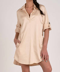 Elan - Stone Shirt Dress - beige - clothing - dresses