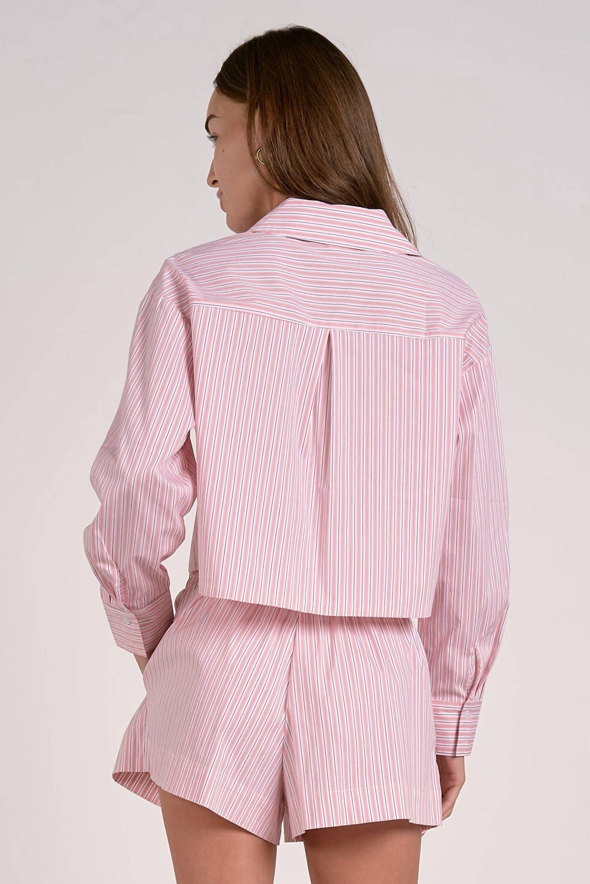 Elan - Stripe Button-up Top & Shorts Set