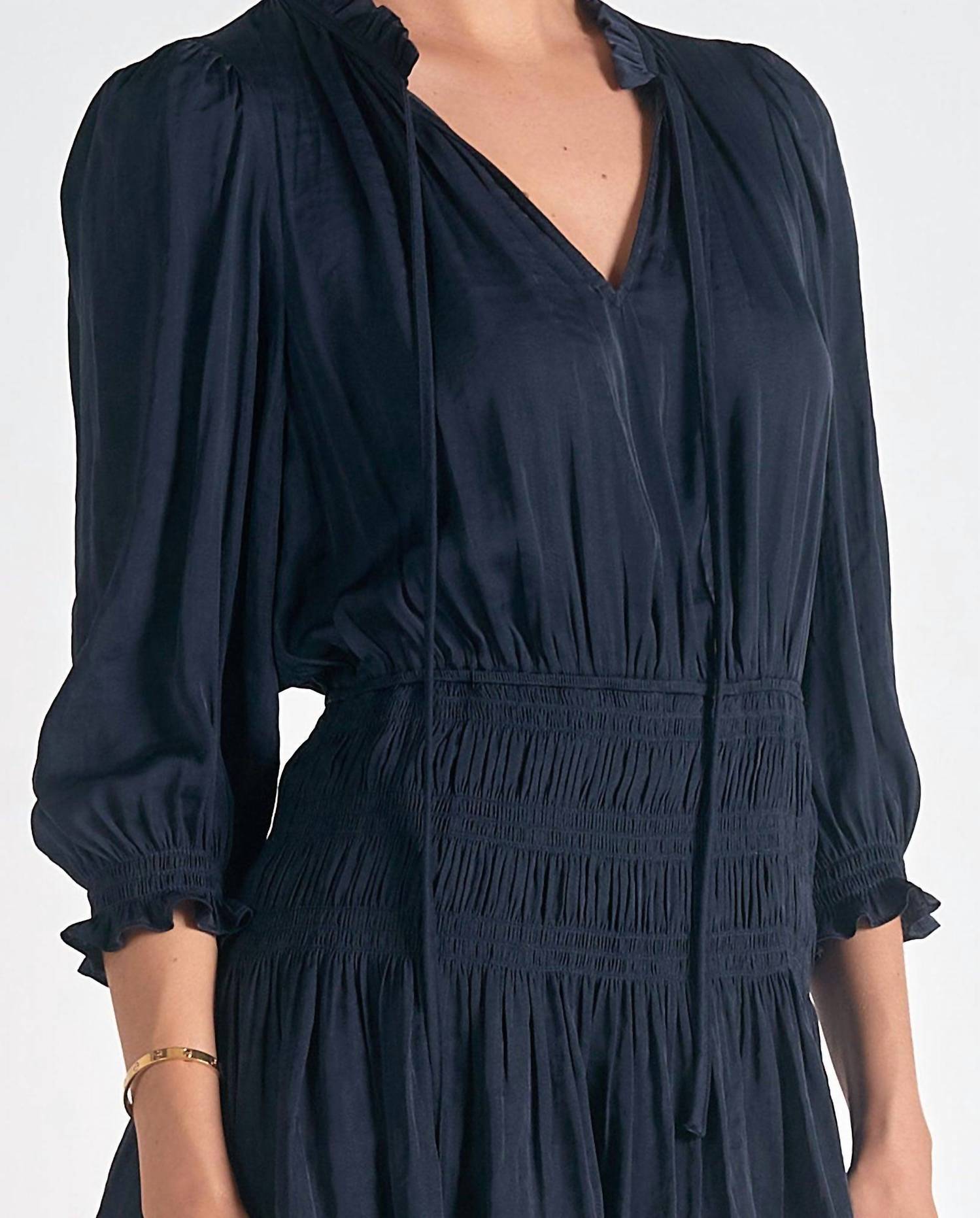 Elan - Tie Neck Dress - blue - clothing - dresses