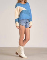 Elan - Triangles Round Neck Sweater - blue - clothing - crew