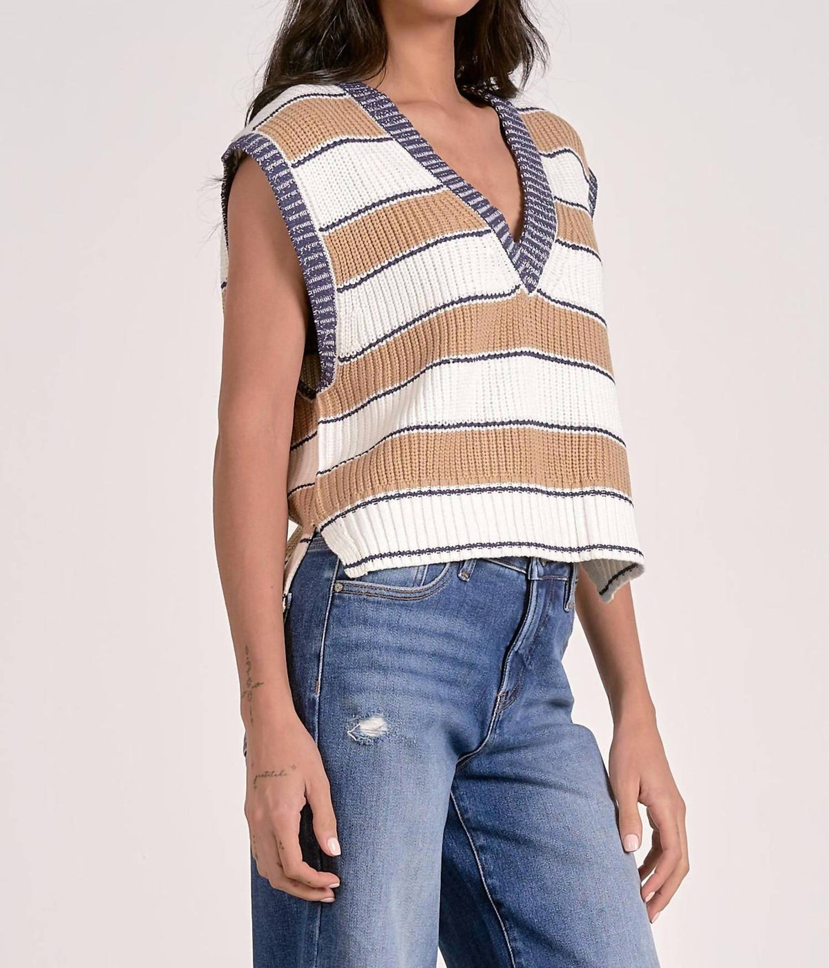 Elan - V Neck Striped Vest