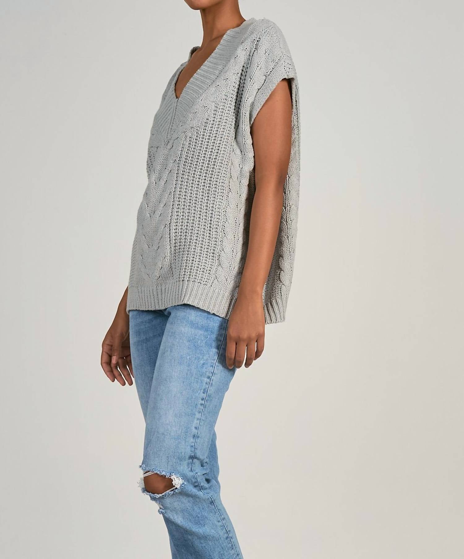 Elan - V - neck Sweater Vest - clothing - grey - jackets