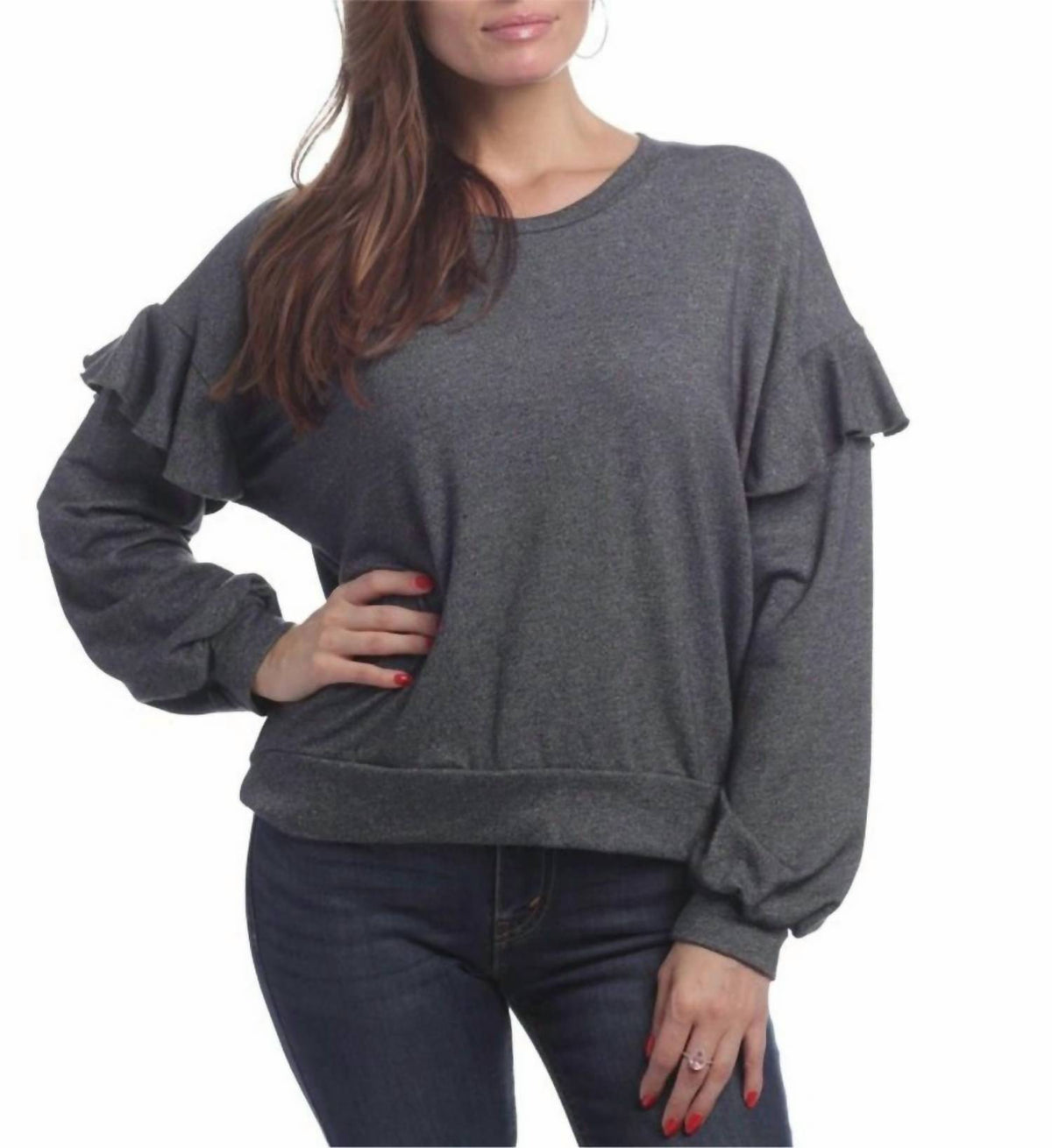 Elan - Ruffles On Shoulders Top