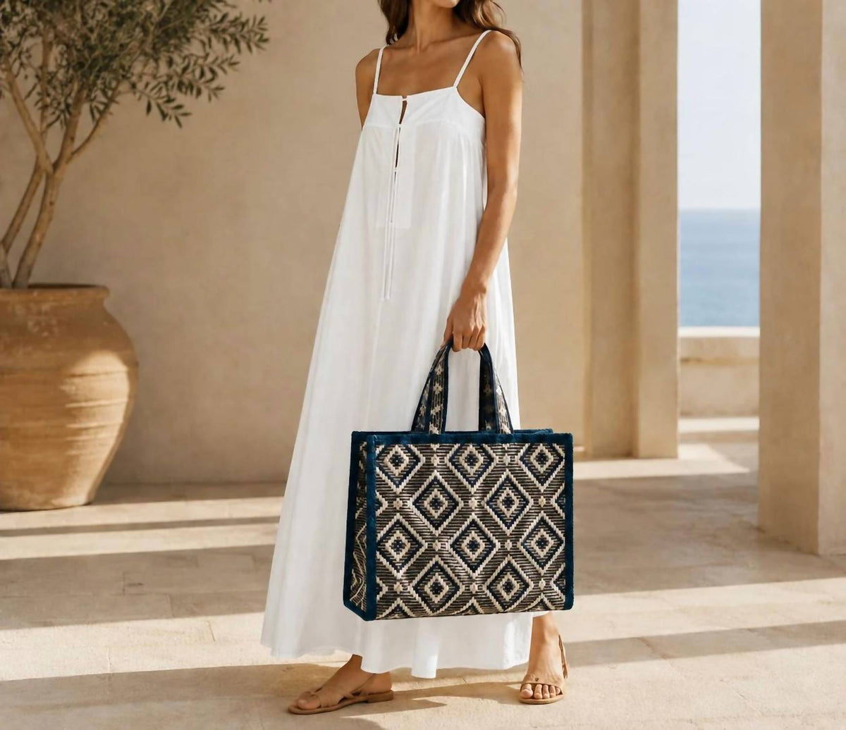 Elektra'S Workshop - Large Geometric Fabric Tote Bag