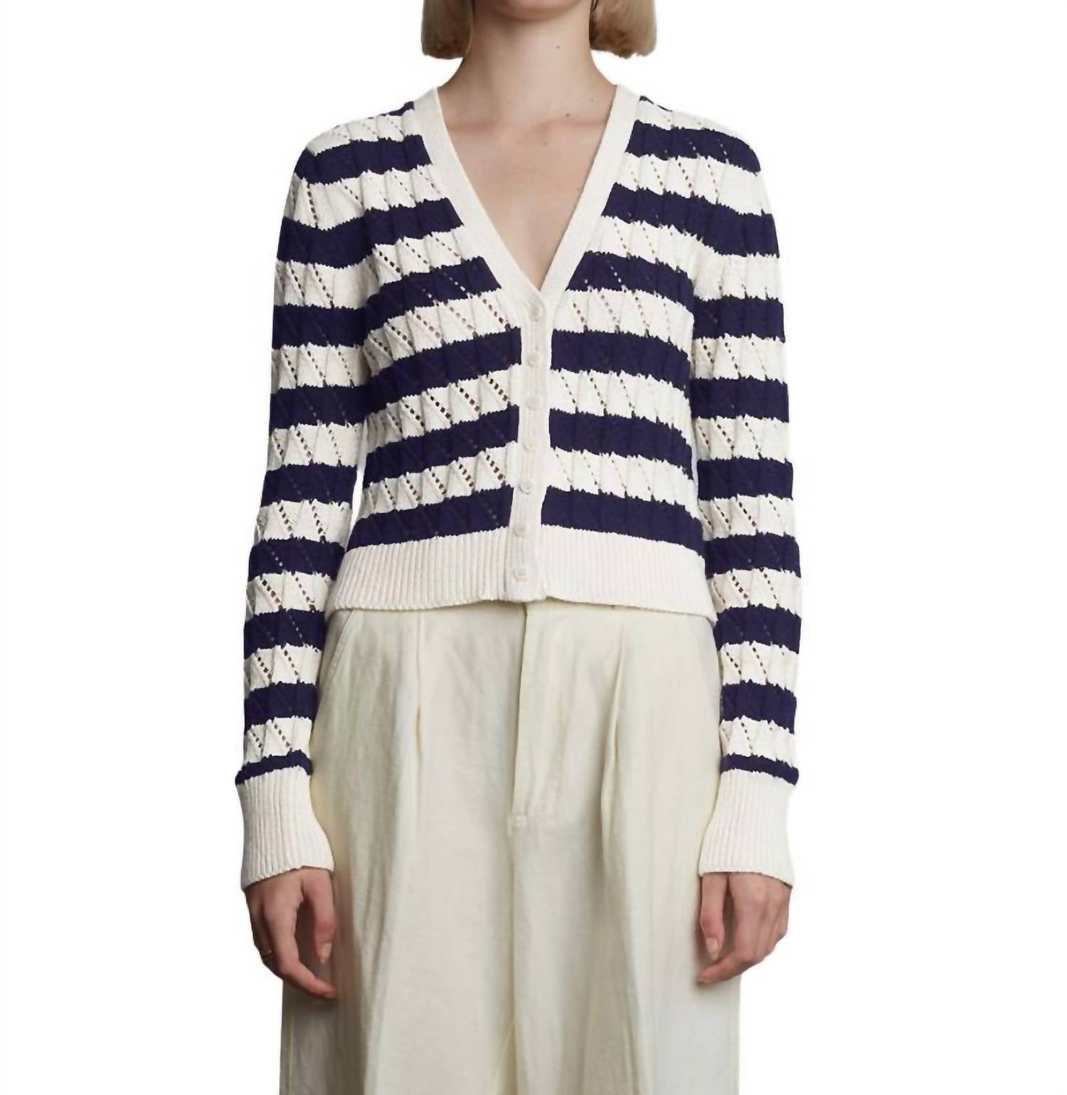 Eleven Six - Aya Stripe Cardi - cardigans - clothing - cotton