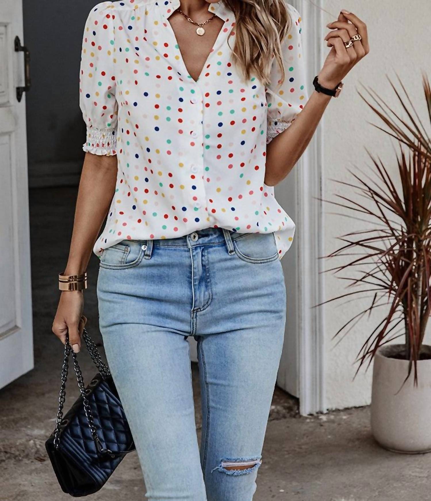 Elings - Bobby Polka Dot Blouse - blouses - clothing - polka - dot