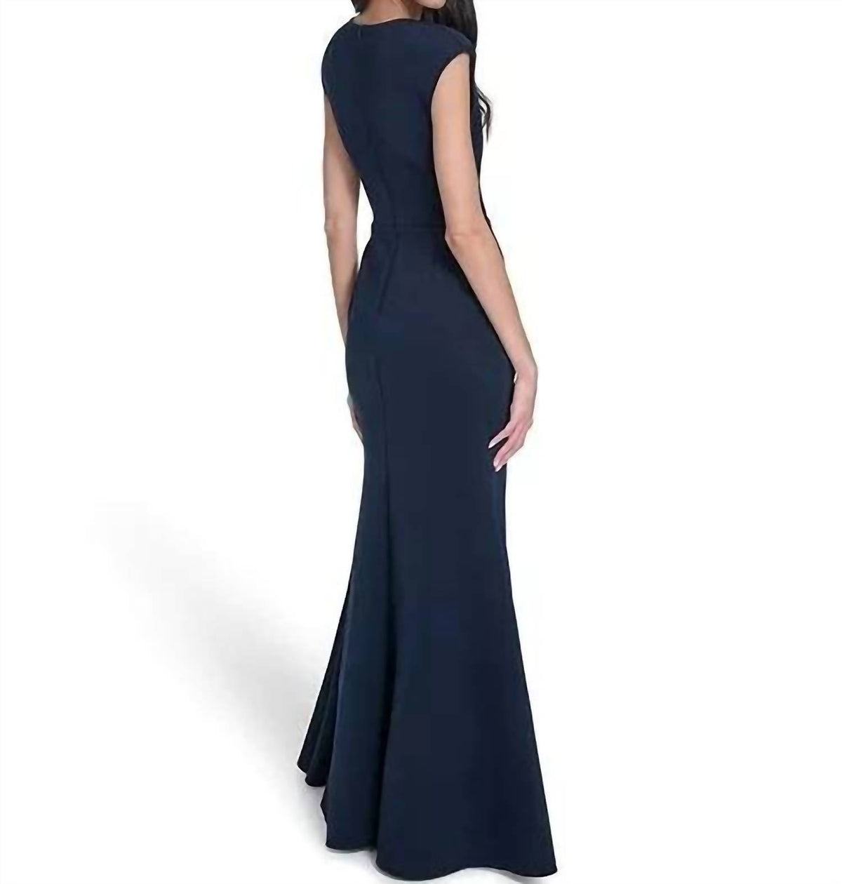 Eliza J - V-neck Front Drape Ball Gown