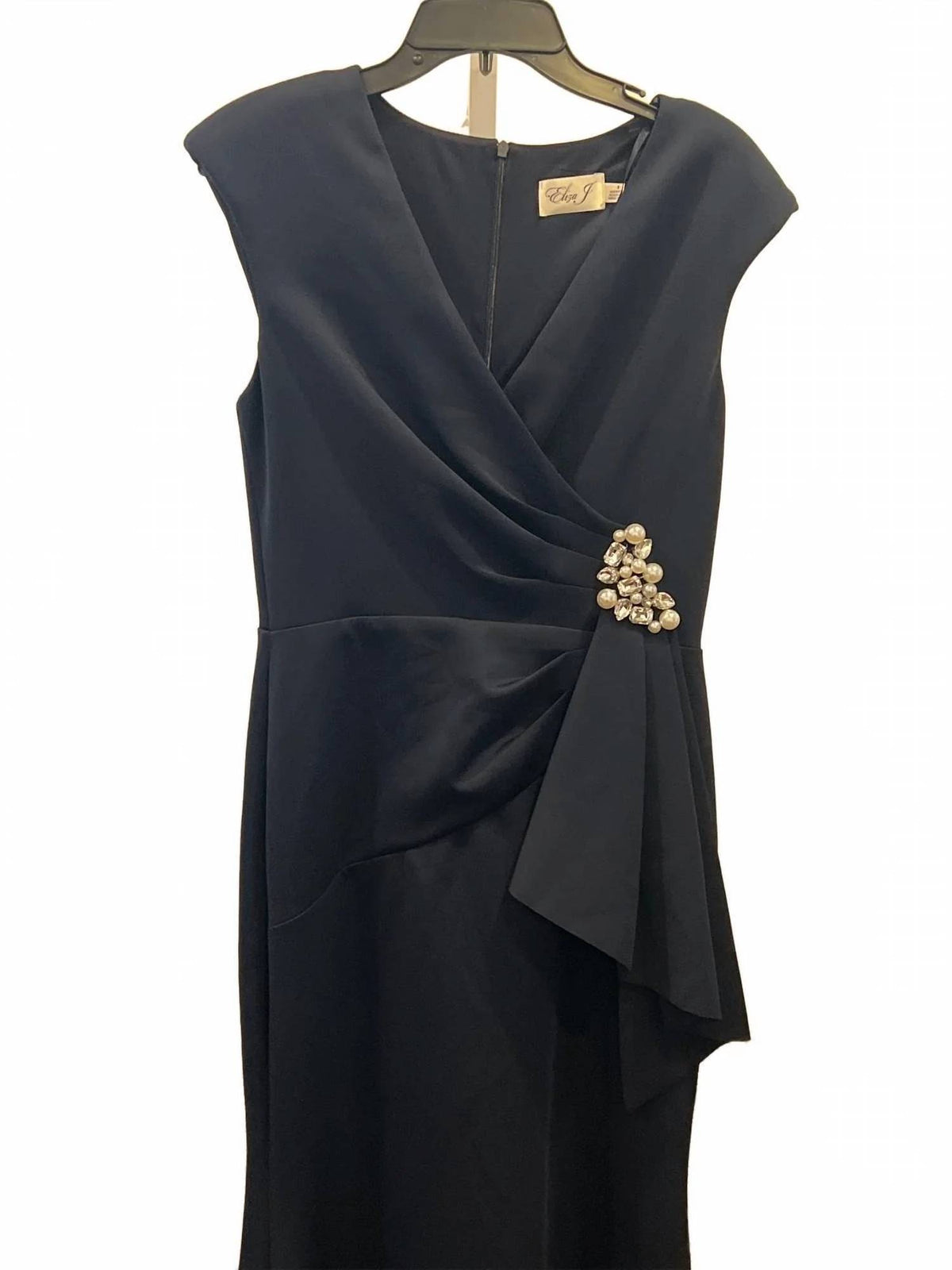 Eliza J - V-neck Front Drape Ball Gown