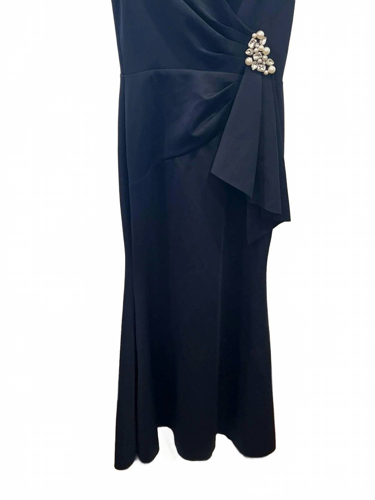 Eliza J - V-neck Front Drape Ball Gown