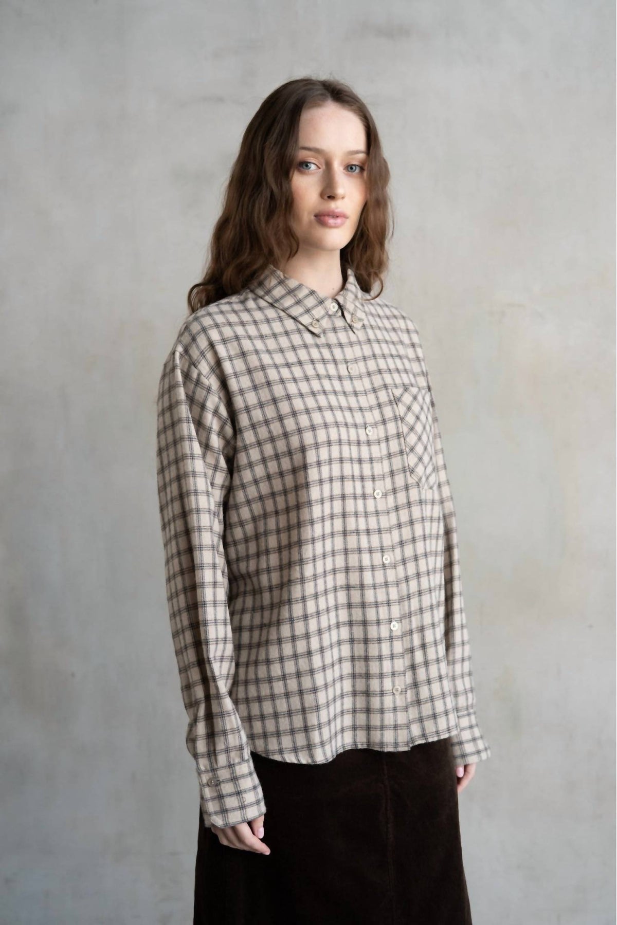 Elle Grey - Carly Windowpane Check Button Down