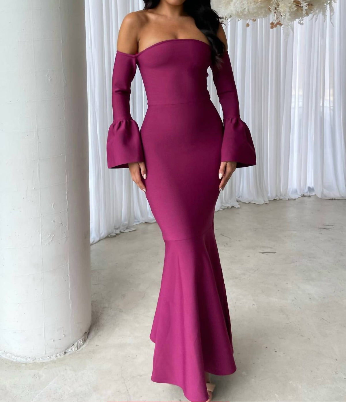 Elliatt - Ella Off-shoulder Bell Sleeve Gown