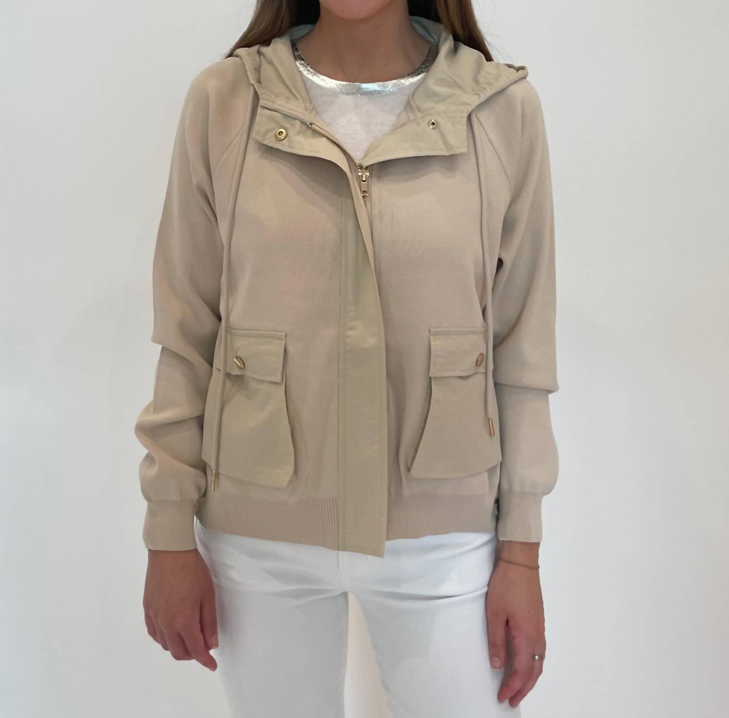 Elliott Lauren - Living Proof Zip Front Jacket - beige - casual - jacket - clothing