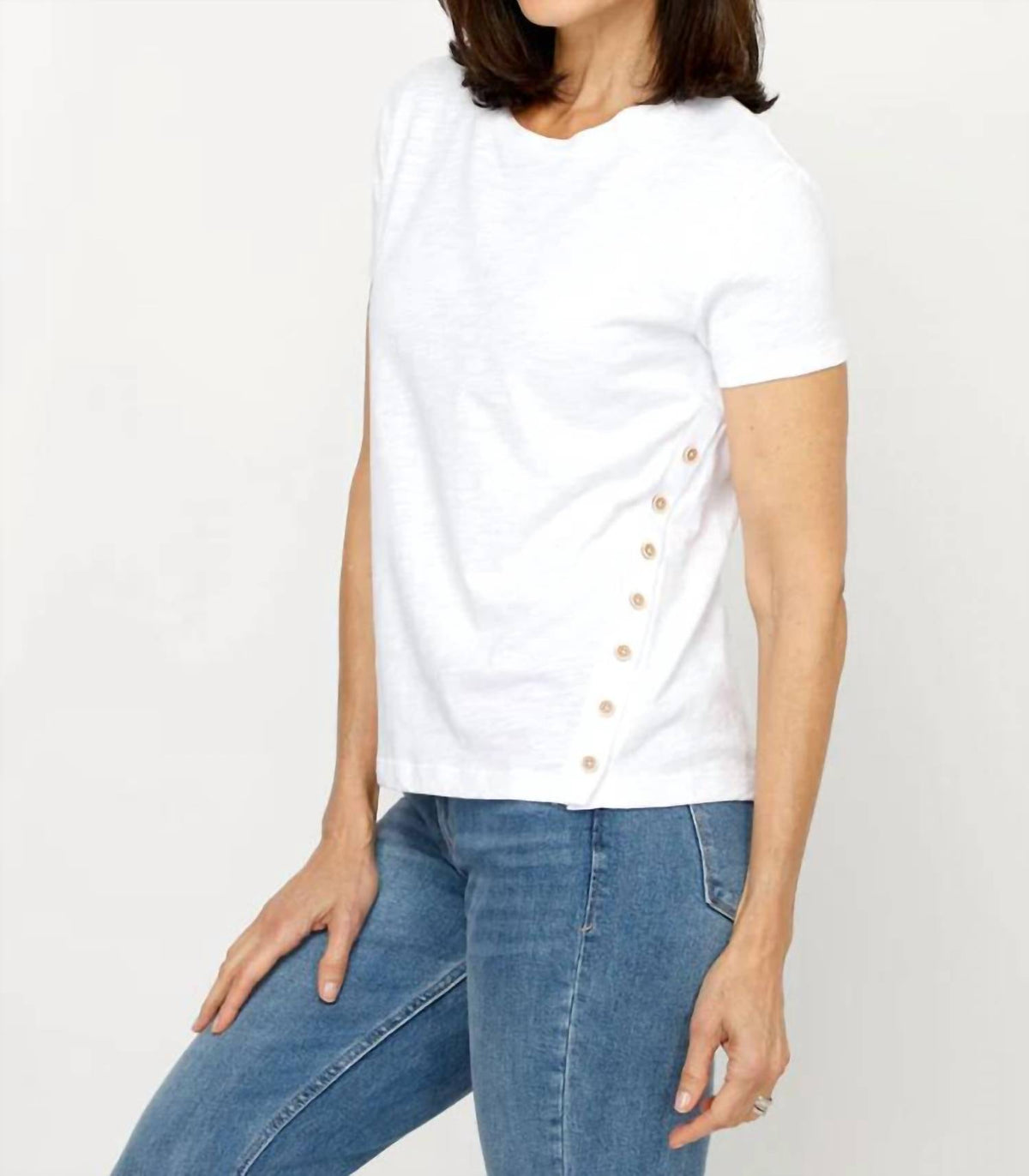 Elliott Lauren - Upper Deck Asymmetrical Button Detail Tee