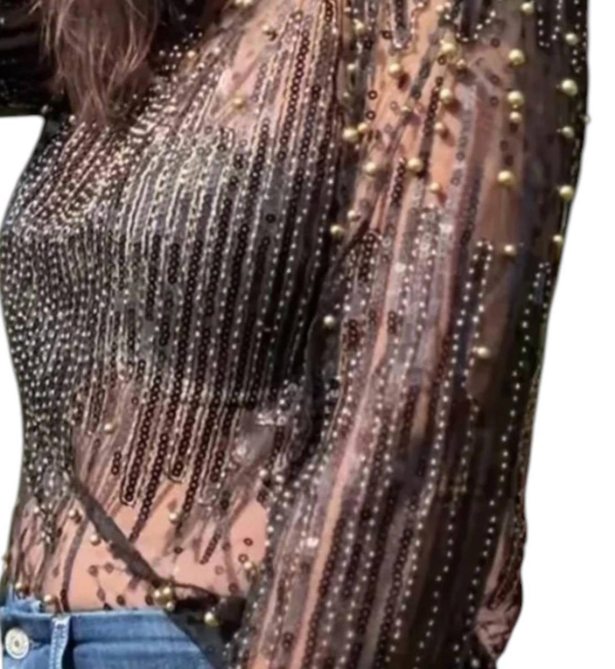 Ellyndale - Beaded Embroidered Mesh Blouse