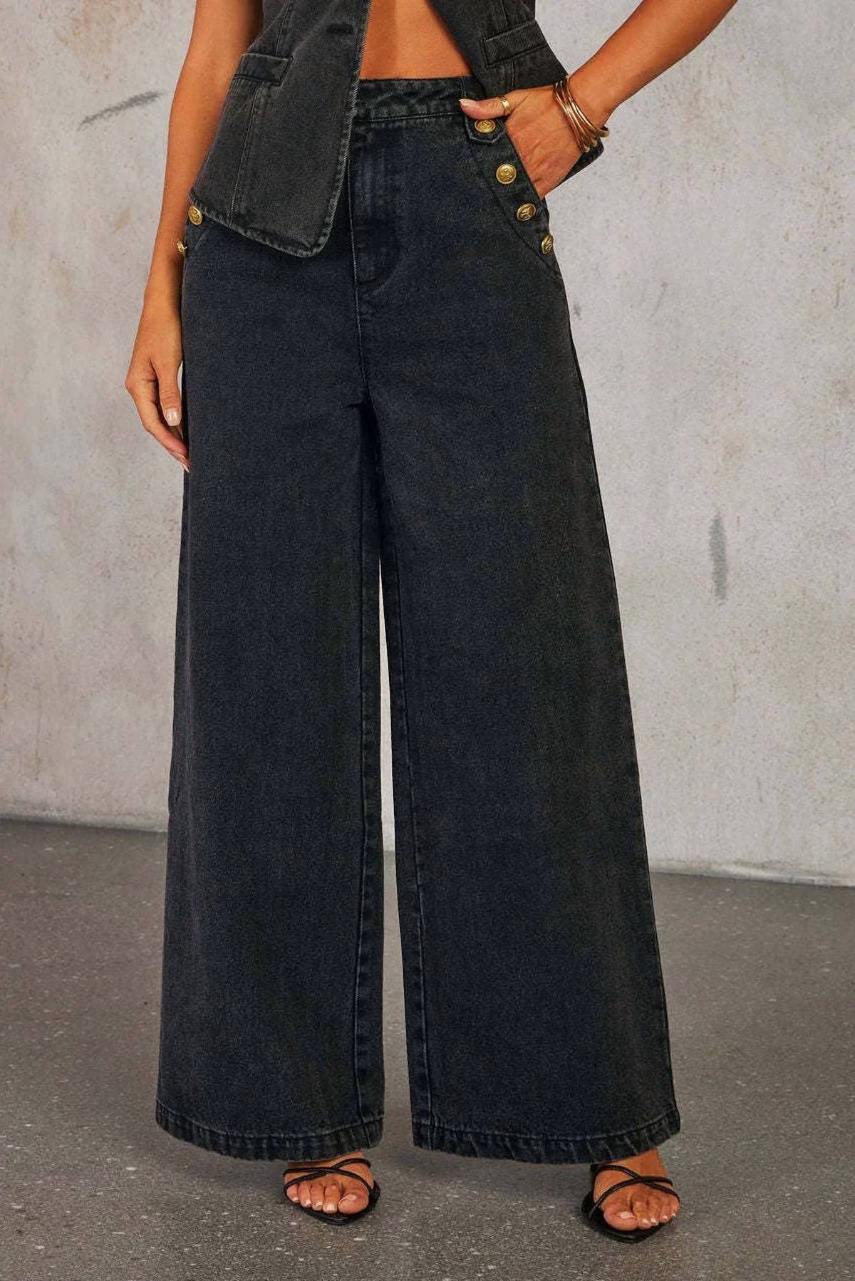 Emberloom - Wide Leg Denim Trousers