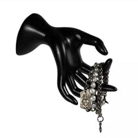 Embrazio - Gunmetal and Baroque Pearl Triple - Wrap Heart Bracelet or Matinee Necklace - jewelry - necklaces - silver