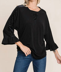 Emerald Collection - Leopard Velvet Accent Top