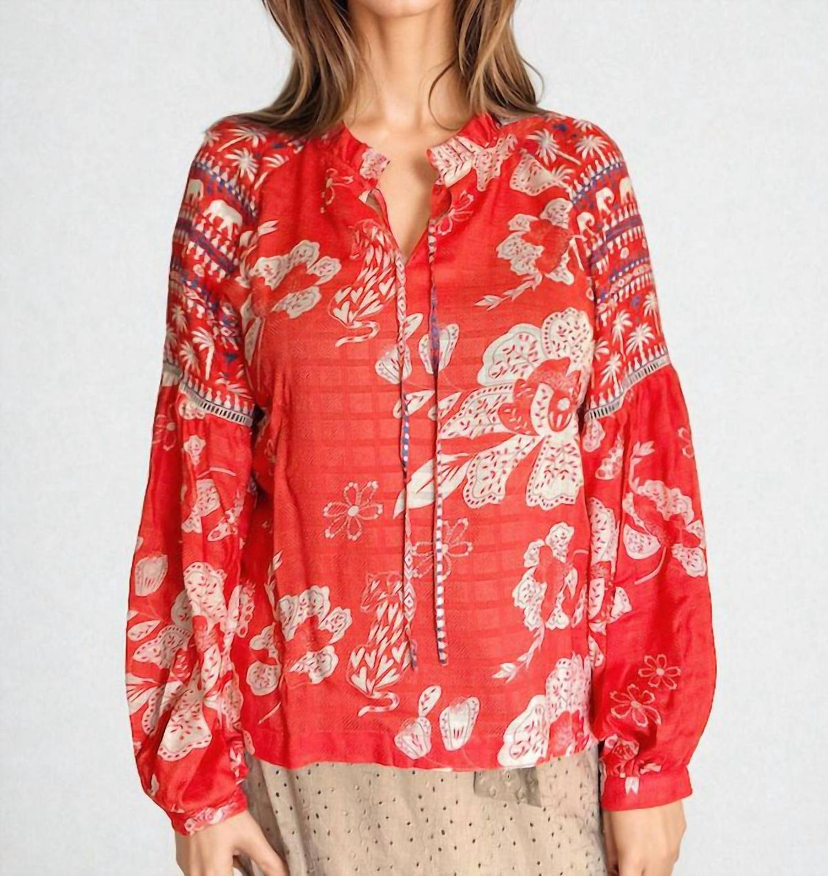 Emily Lovelock - EMMA Coral Batik Print Blouse