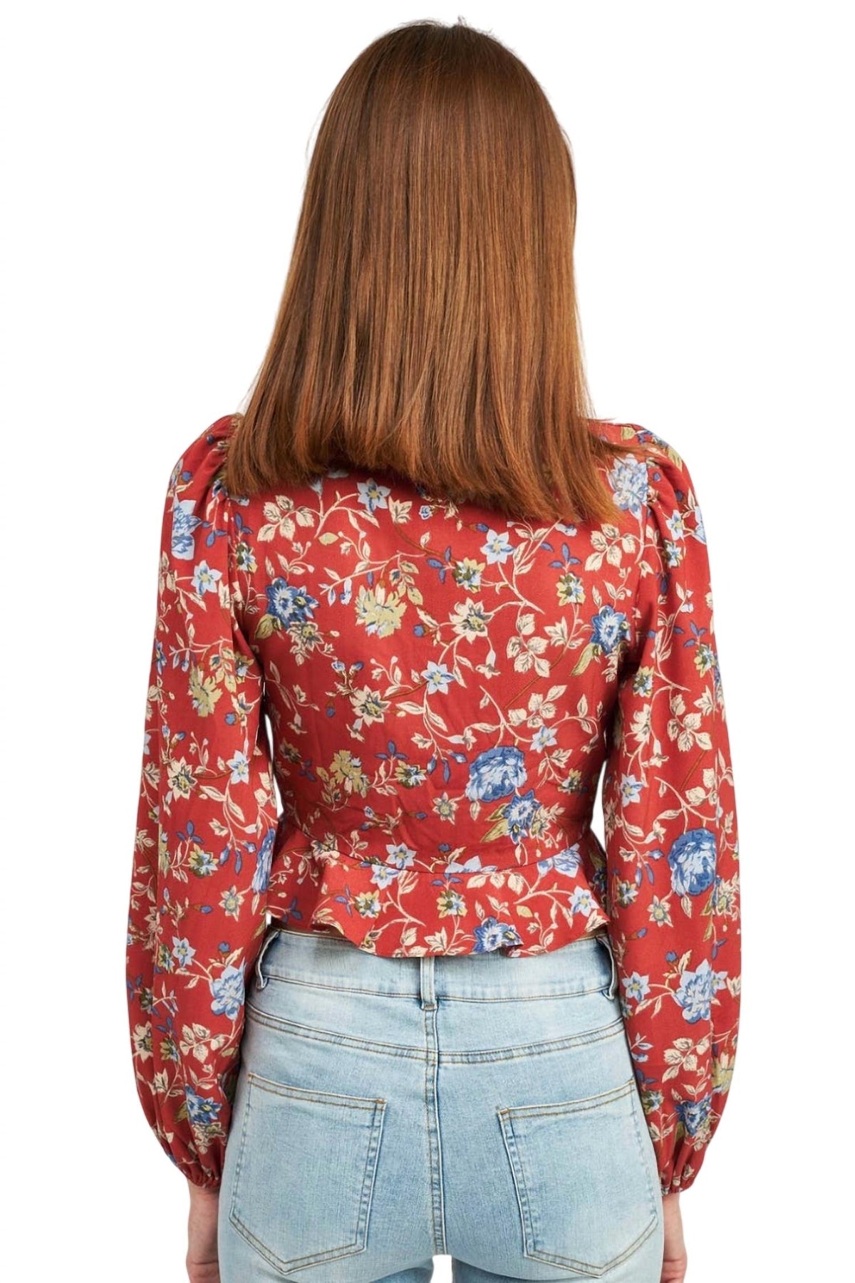 Emory Park - Lace Up Front Floral Top