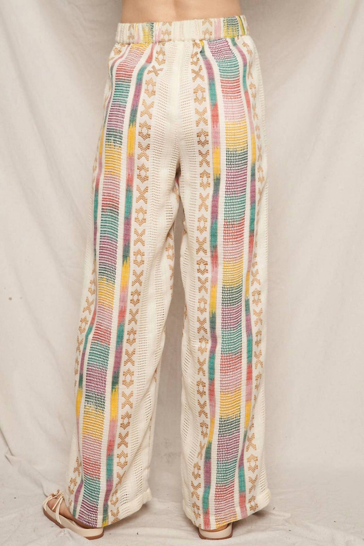 En Creme - Embroidered Pants With Back Elastic