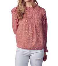 En Merci - High Ruffle Neckline Blouse