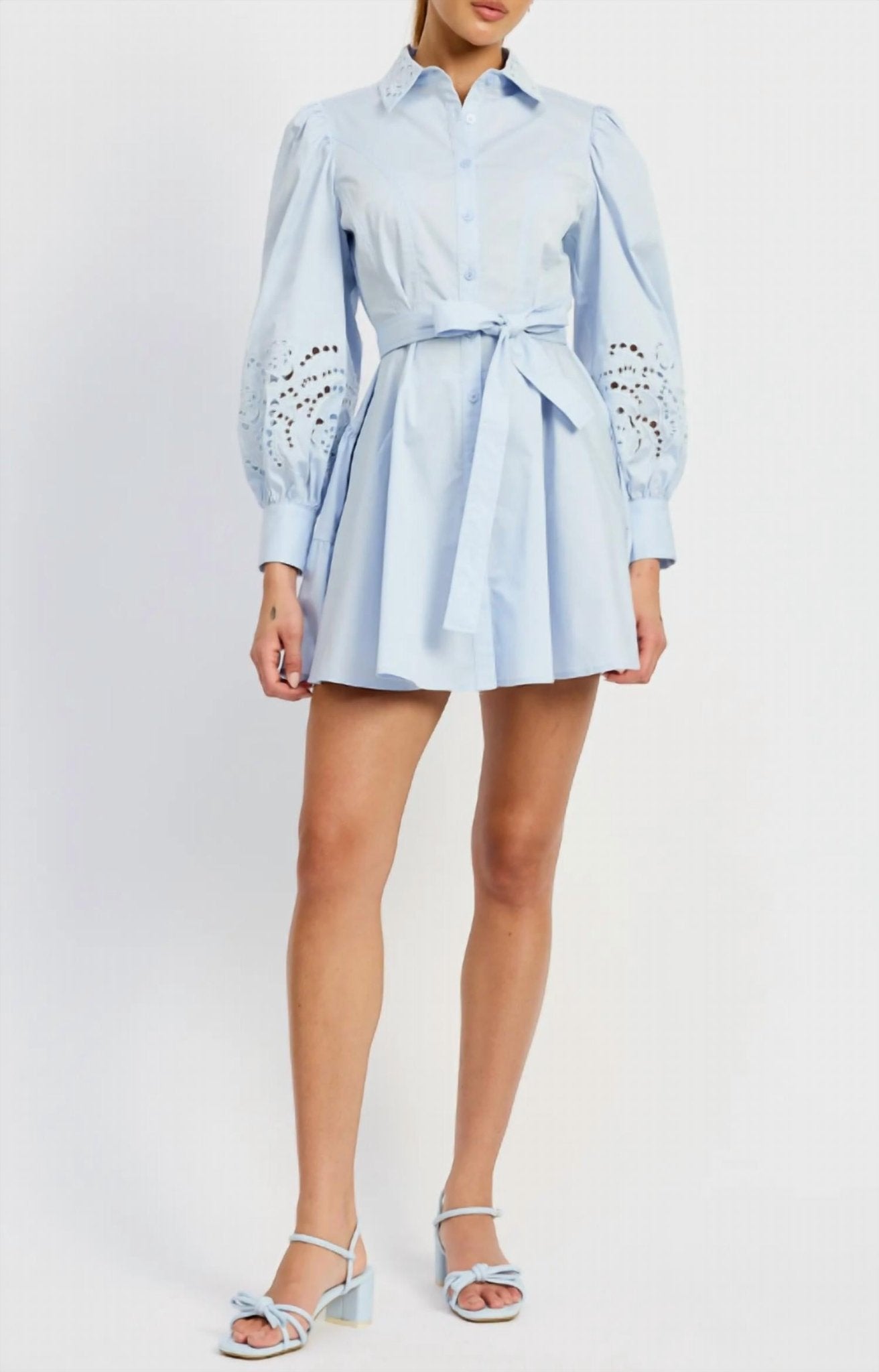 En Saison - Abigail Mini Shirt Dress - blue - clothing - cotton - blend