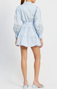 En Saison - Abigail Mini Shirt Dress - blue - clothing - cotton - blend